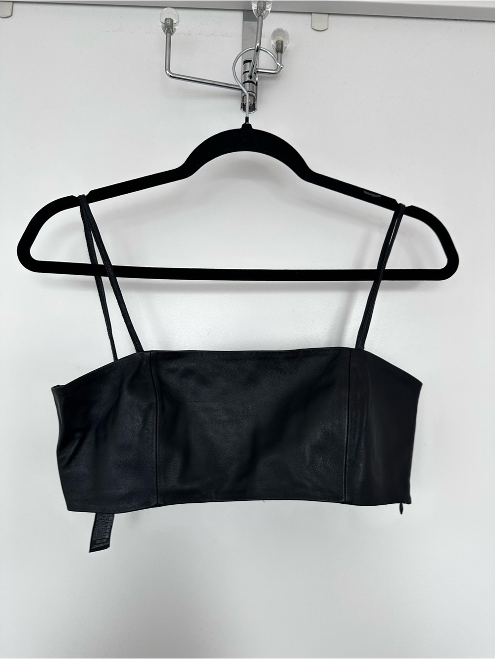 Zara Black Faux Leather Crop Cami Top